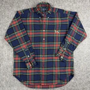 Polo Ralph Lauren Blake Button Down Shirt Tartan Plaid Terrier Dog Men's Medium